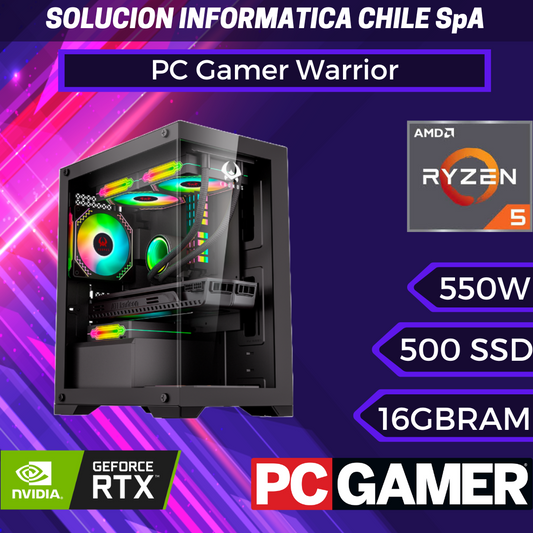 PC Gamer Warrior: Ryzen 5 5500, SSD M.2 de 500GB, RAM 16GB, RTX 3050 6GB