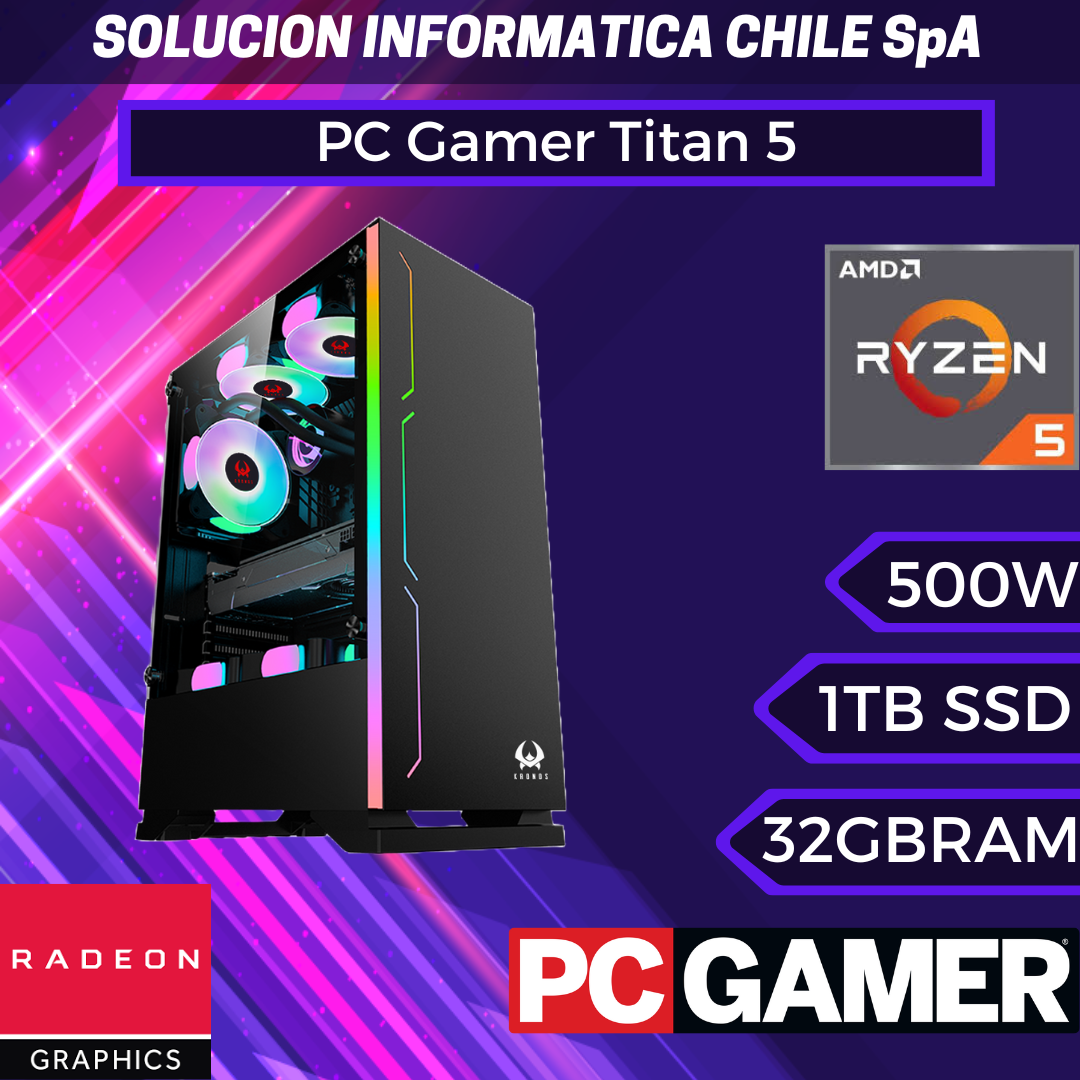 PC Gamer Titan 5: Ryzen 5 8500G, SSD M.2 de 1TB, Radeon 740M, 32GB RAM DDR5