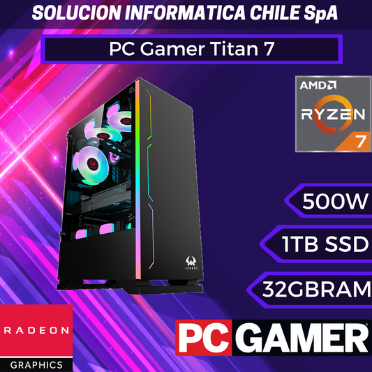 PC Gamer Titan 7: Ryzen 7 8700G, SSD M.2 de 1TB, Radeon 780M, 32GB RAM DDR5