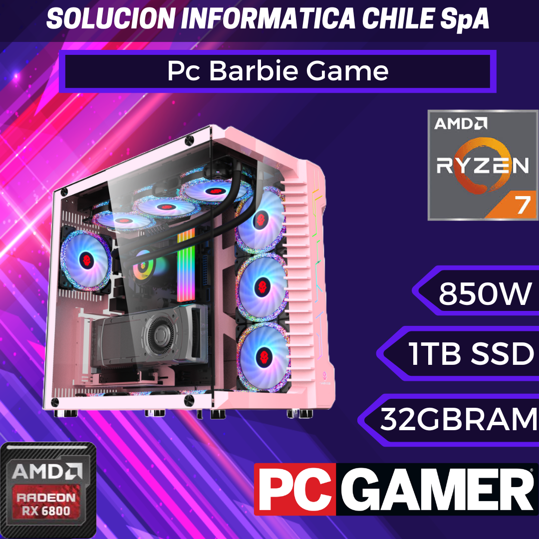 Pc Barbie Game: AMD Ryzen 7 700, SSD m.2 1TB gen4, RAM ddr5 32gb, RX 6800