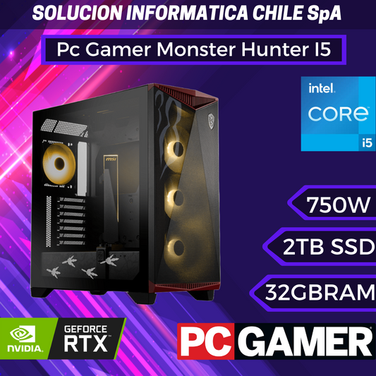 Pc Gamer Monster Hunter I5: Intel Core I5 14600KF, 32GB DDR5, SSD 2TB M.2 NVMe PCIe 4.0, RTX 4060 Ti