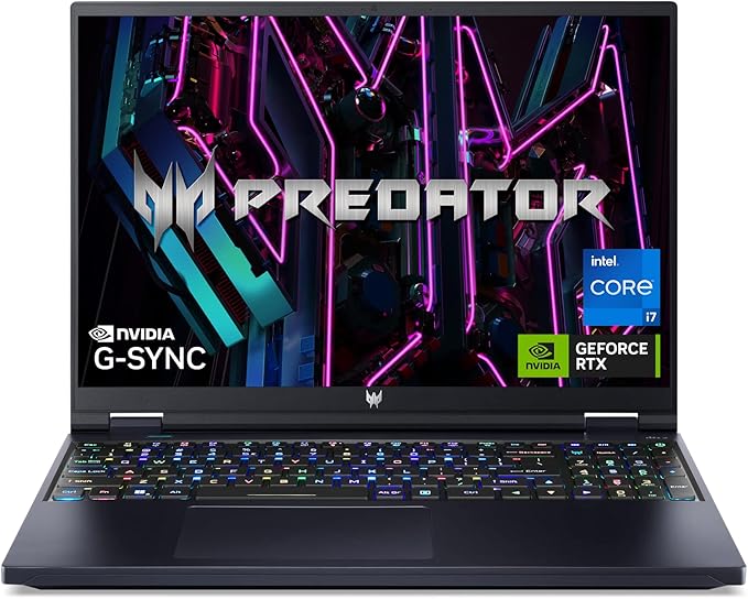 Acer Predator Helios 16 Laptop para juegos | Intel Core i7-13700HX de 13ª generación | NVIDIA GeForce RTX 4060 | Pantalla G-SYNC de 16 pulgadas 2560 x 1600 165Hz | DDR5 de 16 GB | SSD Gen 4 de 1 TB |