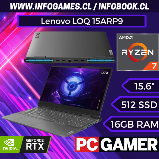 Lenovo LOQ 15ARP9 AMD Ryzen™ 7 7435HS 16GB NVIDIA® RTX 4060 8GB 512GB SSD 15.6"FHD 144Hz LUNA GREY Backlit Keyboard NUEVO