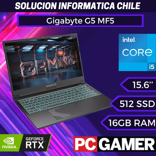 Notebook Gigabyte G5 MF5 15.6″, Core i5-13500H, RTX 4050, 16 GB ddr5, 512GB, 144