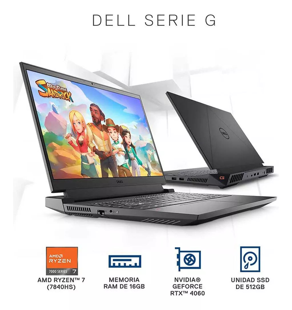 Dell Laptop para juegos G15 5535 - Pantalla FHD de 15.6 pulgadas (1920x1080) 165Hz 3ms, procesador AMD Ryzen 7-7840HS, 16 GB DDR5 RAM, 512 GB SSD, NVIDIA GeForce RTX 4060, Windows 11 Home, color gris