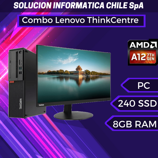 Combo Lenovo ThinkCentre M715s SFF (A12-9800 7°generación, 8gb DDR4, 240gb SSD) + Monitor 24″ Lenovo ThinkVision T24i-10 (IPS)