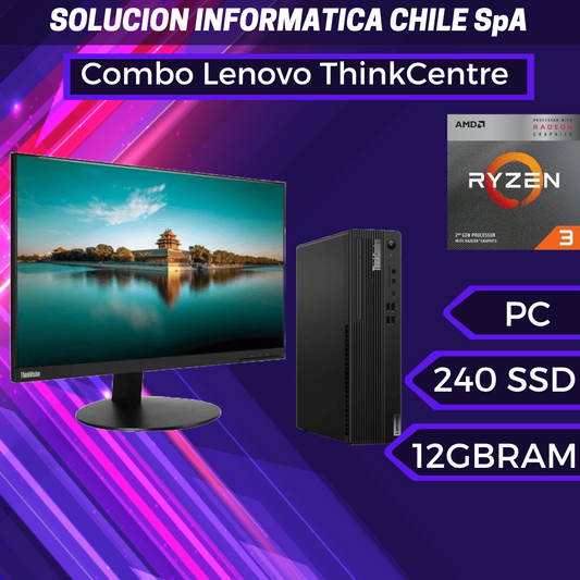 Combo Lenovo ThinkCentre M80s SFF (Ryzen 3 de 2° generación, 12gb DDR4, 240gb SSD, Chrome OS Flex) + Monitor 24″ Lenovo ThinkVision T24i-10 (IPS)