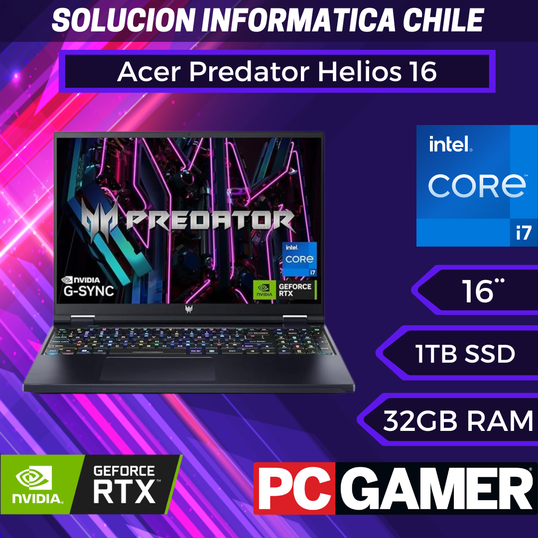 Acer Predator Helios 16 Laptop para juegos | Intel Core i7-13700HX de 13ª generación | NVIDIA GeForce RTX 4060 | Pantalla G-SYNC de 16 pulgadas 2560 x 1600 165Hz | DDR5 de 32 GB | SSD Gen 4 de 1 TB |