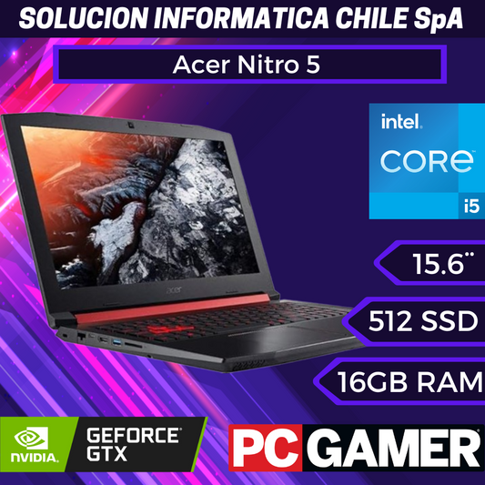 Acer Nitro 5 - Intel Core i5 11400H, 16GB RAM, 512GB SSD, GTX 1650, 15.6" Full HD 144Hz.