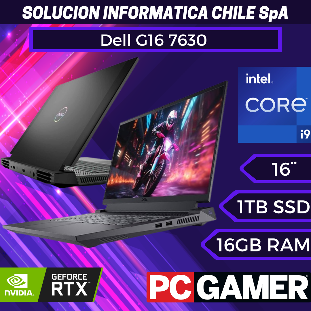 Dell Laptop para juegos G16 Serie G 7630, QHD+ 165Hz, 3ms, Intel Core i9-13900HX, 16GB DDR5 RAM, 1TB SSD, NVIDIA GeForce RTX 4070 8GB GDDR6, Windows 11 Home, servicio in situ - Sombra nocturna