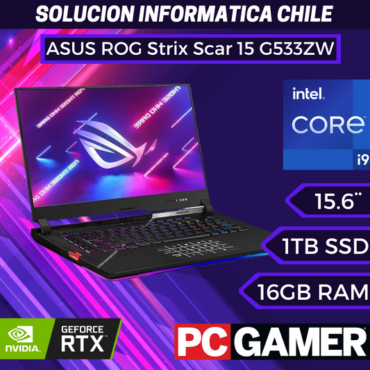 ASUS ROG Strix Scar 15|Laptop gamer|Pantalla IPS QHD de 15.6", 240Hz|NVIDIA GeForce RTX 3070 Ti|Intel Core i9 12900H|DDR5 de 16 GB|SSD de 1 TB|Teclado RGB por tecla|Windows 11 Home|G533ZW-AS94Q|Negro