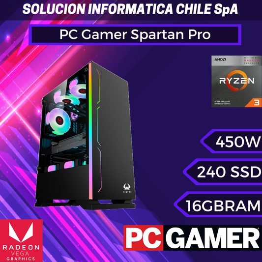 PC Gamer Spartan Pro: Ryzen 3 3200G Vega 8, SSD Sata, RAM 16GB, WiFi