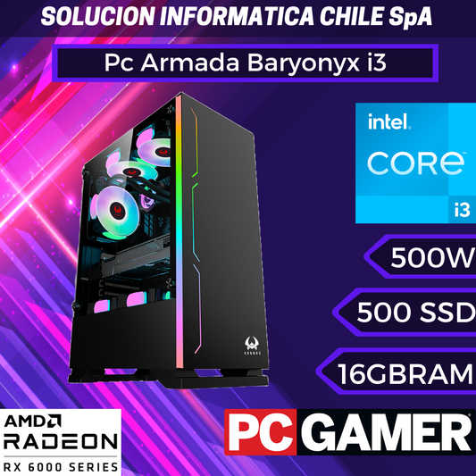 Pc Armada Baryonyx: Intel i3-12100F, SD M.2 500GB, RAM 16GB, RX 6500 XT gaming OC 4G