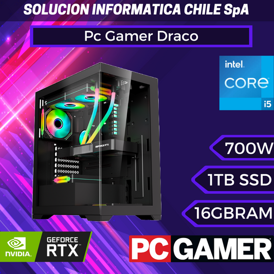 Pc Gamer Draco: Intel Core i5-13400F, SSD M.2 1TB, RAM 16GB, RTX 4060 ti, Wifi