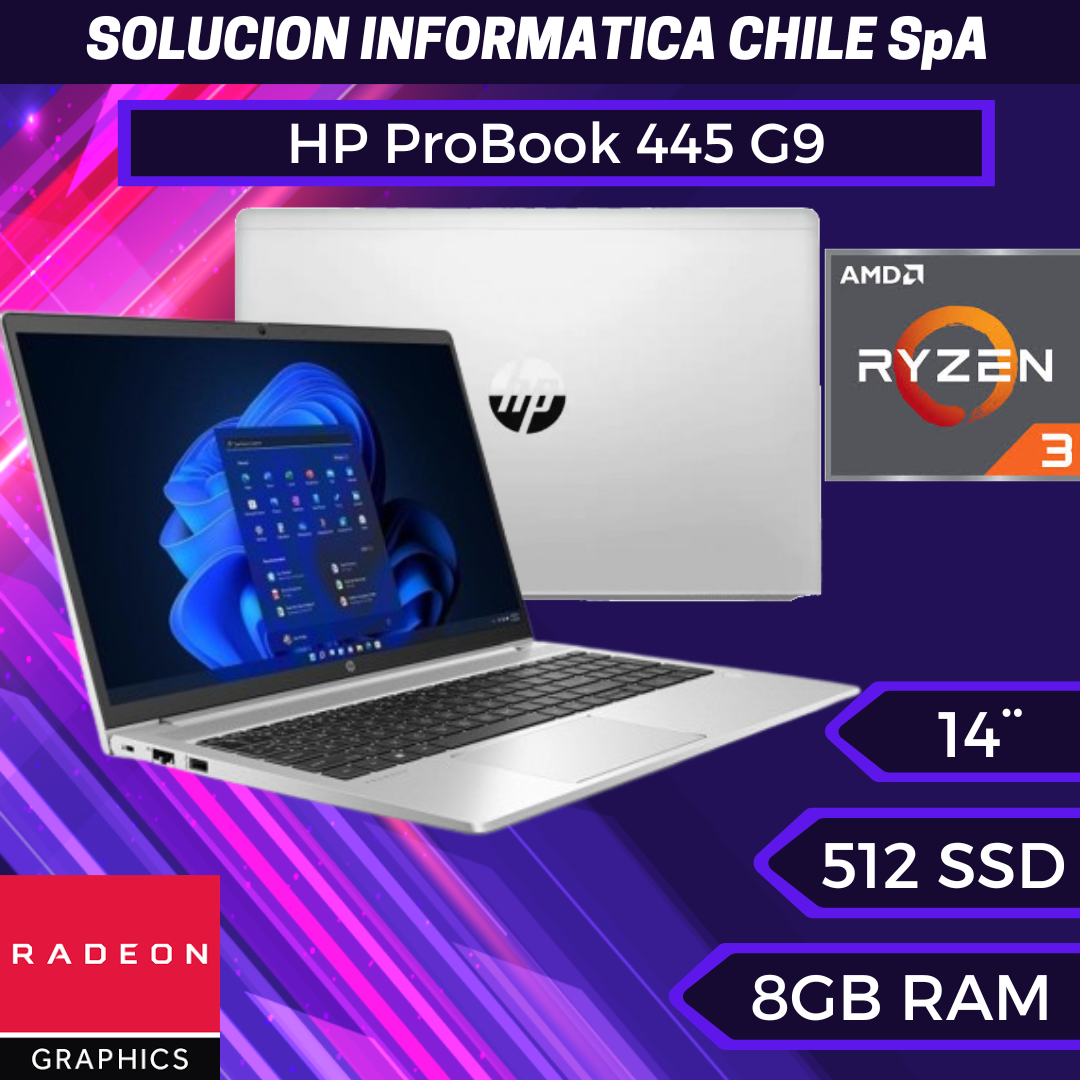 Hp Notebook Probook 445 G9 De 14″ Ryzen 3 5425U, 8Gb Ram, 512Gb Ssd, Win11 Pro, teclado retroiluminado