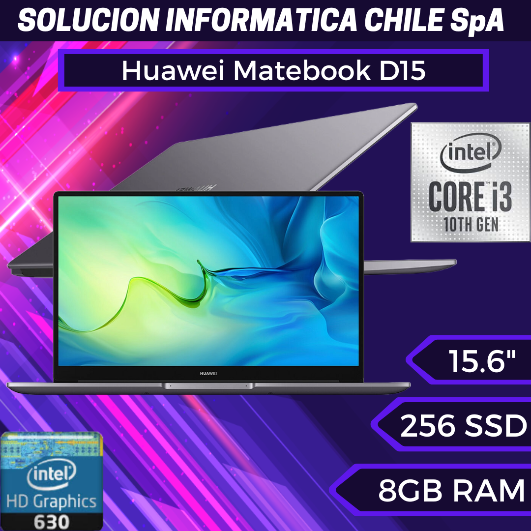 Huawei MateBook D 15 - Intel Core i3-10110U, 8 GB RAM, 256 GB SSD, Pantalla 15.6", Gris Espacial