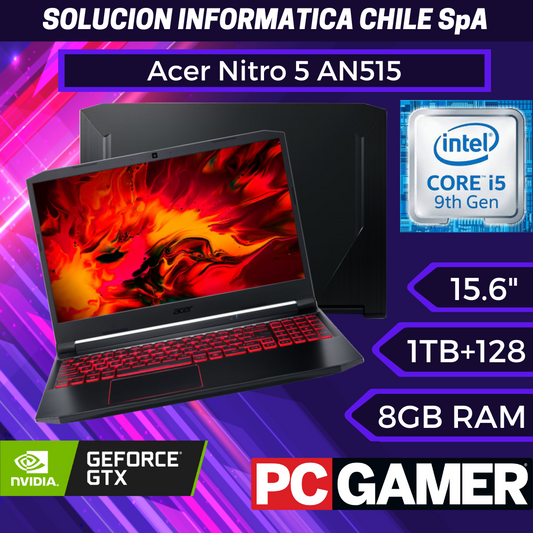 Acer Nitro 5 AN515 - Intel Core i5-9300H, 8 GB RAM, 1 TB HDD + 128 GB SSD, NVIDIA GeForce GTX 1650 4 GB, Pantalla 15.6"