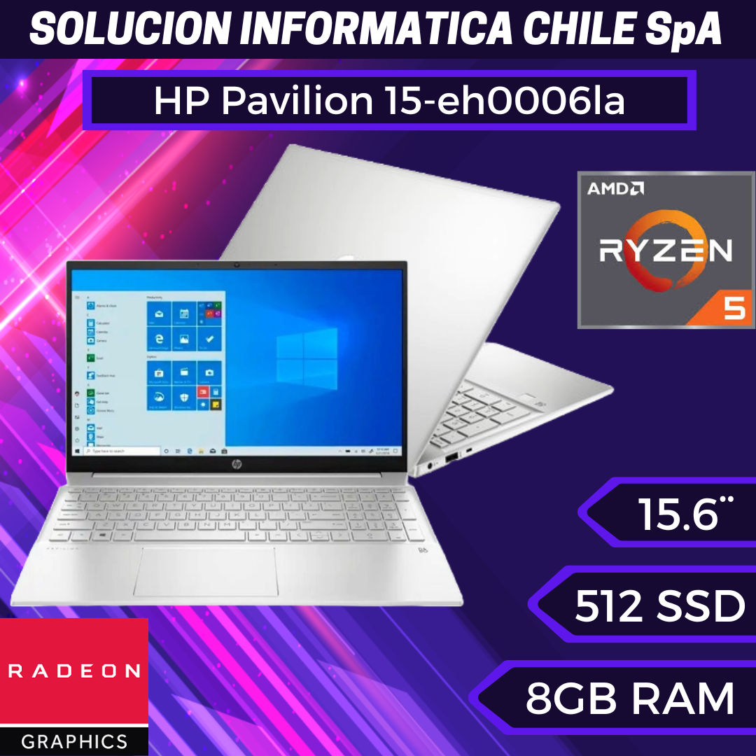 HP Pavilion Ryzen 5 4500U - 8 GB de RAM, SSD de 512 GB, pantalla FHD de 15,6", gráficos Radeon