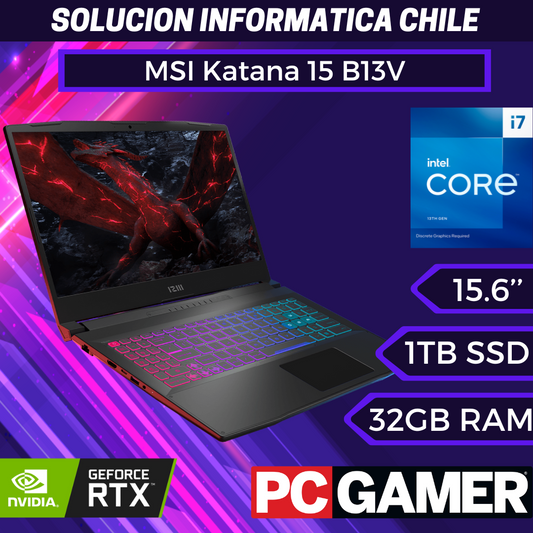 MSI Laptop Katana 15: Intel Core i7-13620H, GeForce RTX 4060, FHD 144Hz de 15.6", DDR5 de 32 GB, SSD NVMe de 1 TB