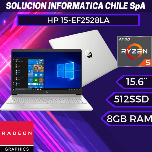 HP 15-EF2528LA AMD Ryzen 5 5500U 6 núcleos 8GB RAM 512GB SSD 15,6" Full HD