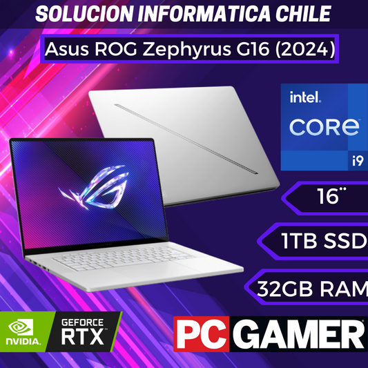 Asus ROG Zephyrus G16 GU605 Intel Core Ultra 9 185H 16 Núcleos NVIDIA GeForce RTX 4070 8GB 16" WQXGA 240Hz 32GB RAM 1TB GU605MI-QR044W