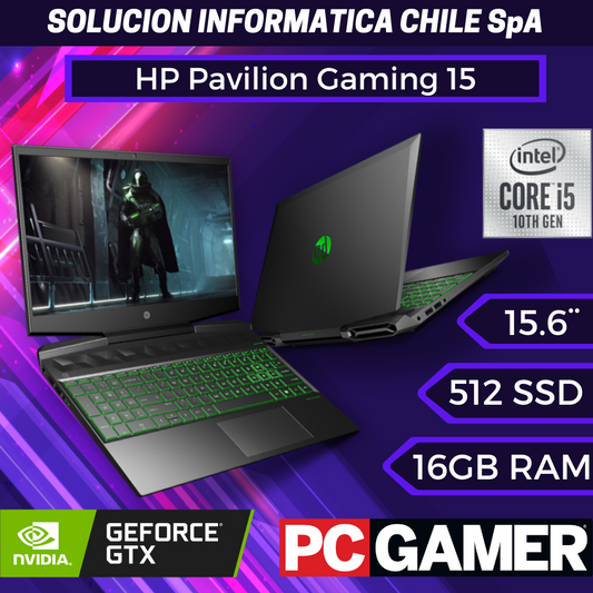 HP Pavilion Gaming 15-dk1043la Intel Core i5-10300H Nvidia GeForce GTX 1650Ti 16GB 512GB SSD