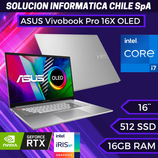 ASUS VivoBook Pro 16X, i7-11370H, RTX 3050, 4K 16" 60Hz, 16GB RAM, 512GB SSD, W11H