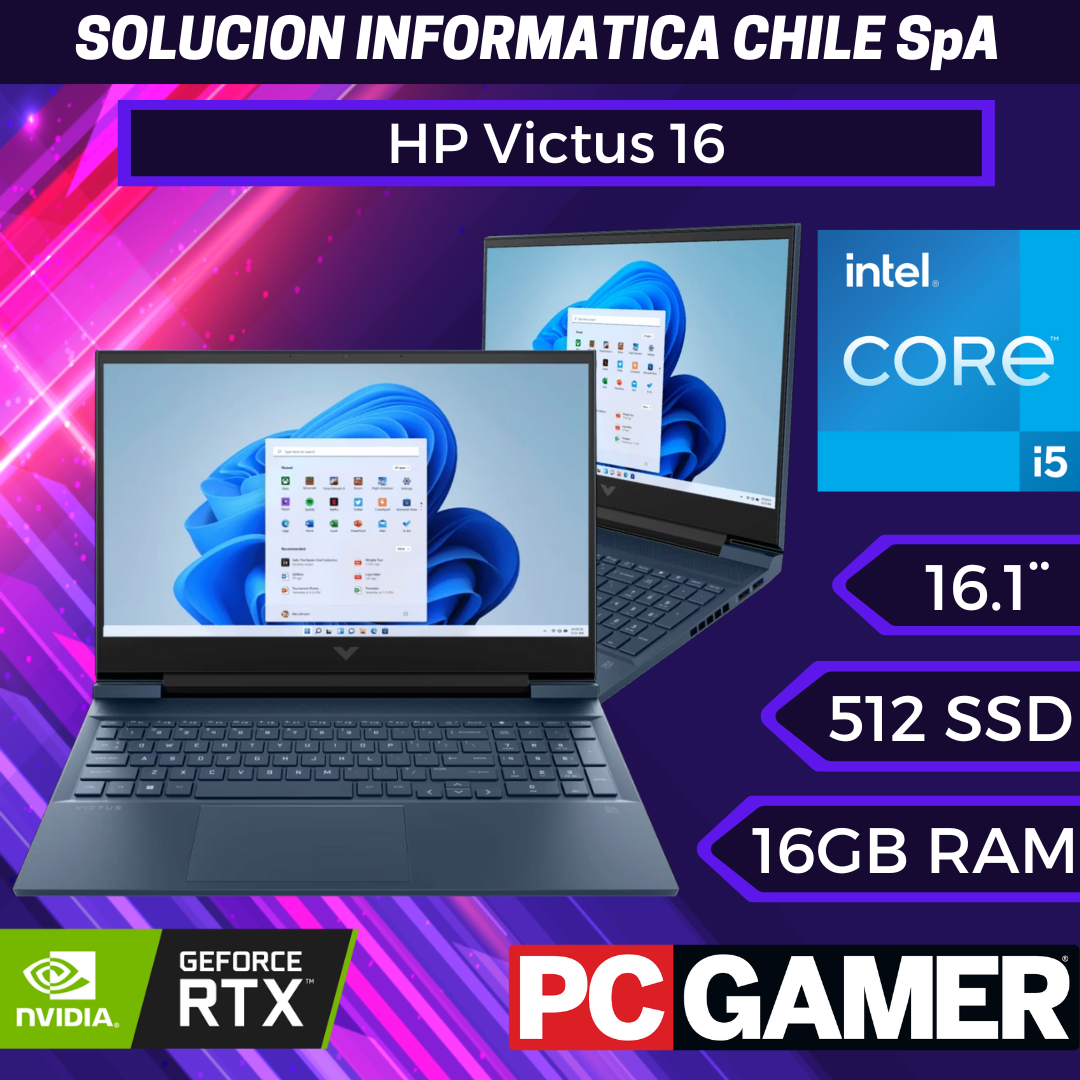 Victus 16-d0500la  Intel Core i5 11th gen, 16GB de RAM, 512 GB de SSD, RTX 3050