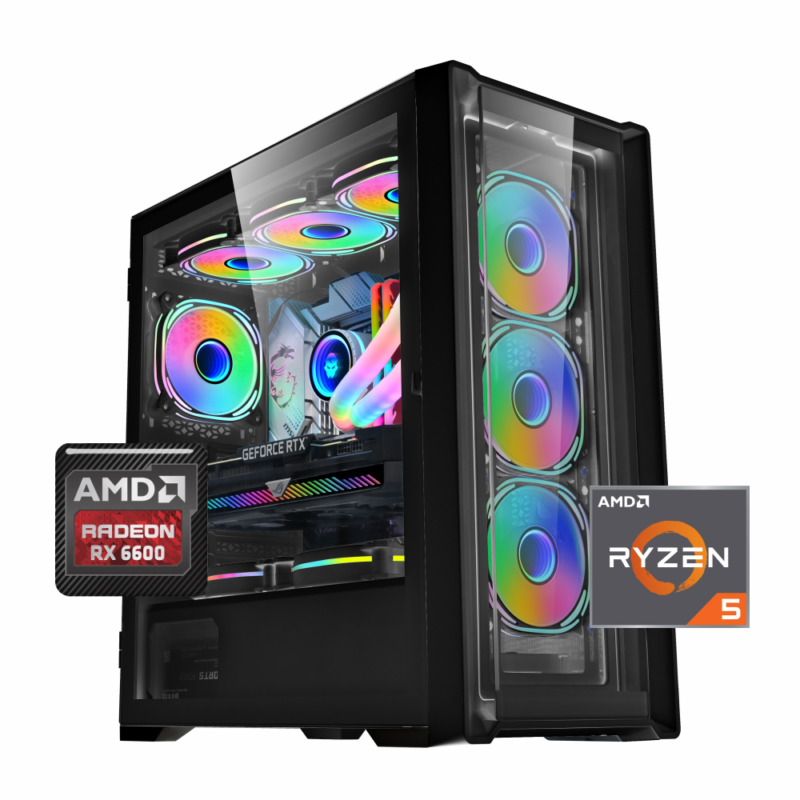 PC Gamer Halo: Ryzen 5600, SSD M.2 de 500GB, RAM 16GB, RX 6600, Wifi