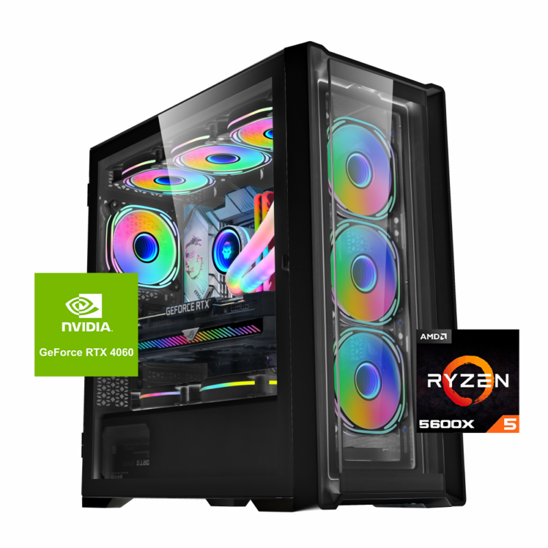 PC Gamer Halo Pro: Ryzen 5 5600X, SSD M.2 de 500GB, RAM 16GB, RXT 4060, Wifi