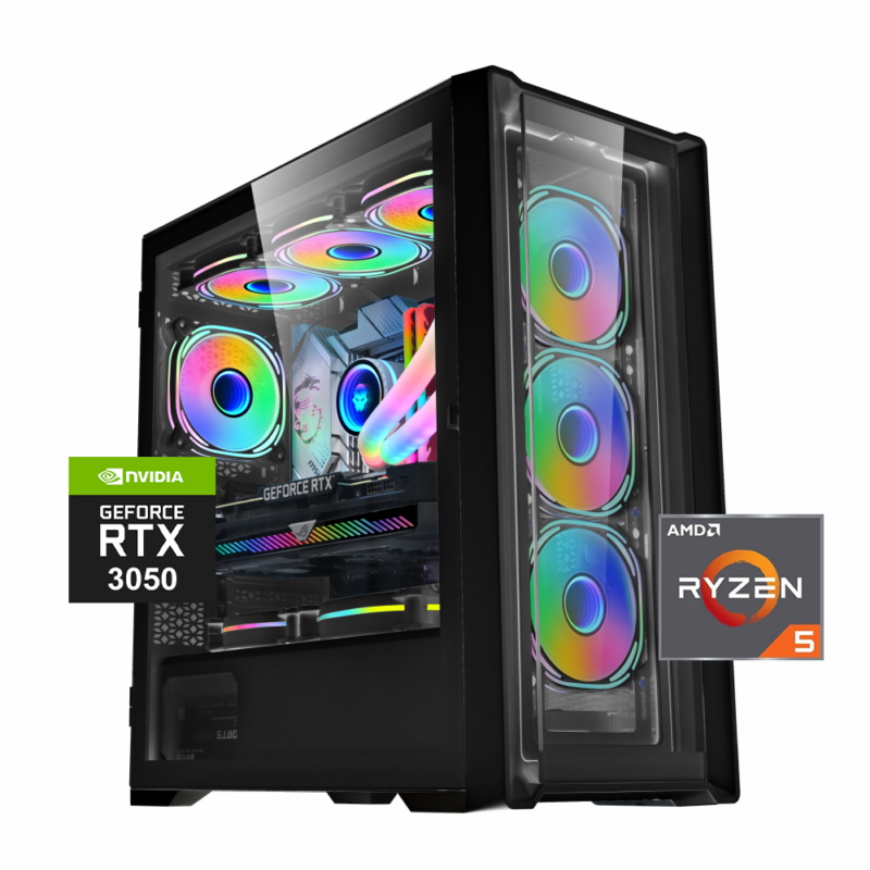 PC Gamer Halo: Ryzen 5 5600, SSD M.2 de 500GB, RAM 16GB, RTX 3050 8GB, Wifi